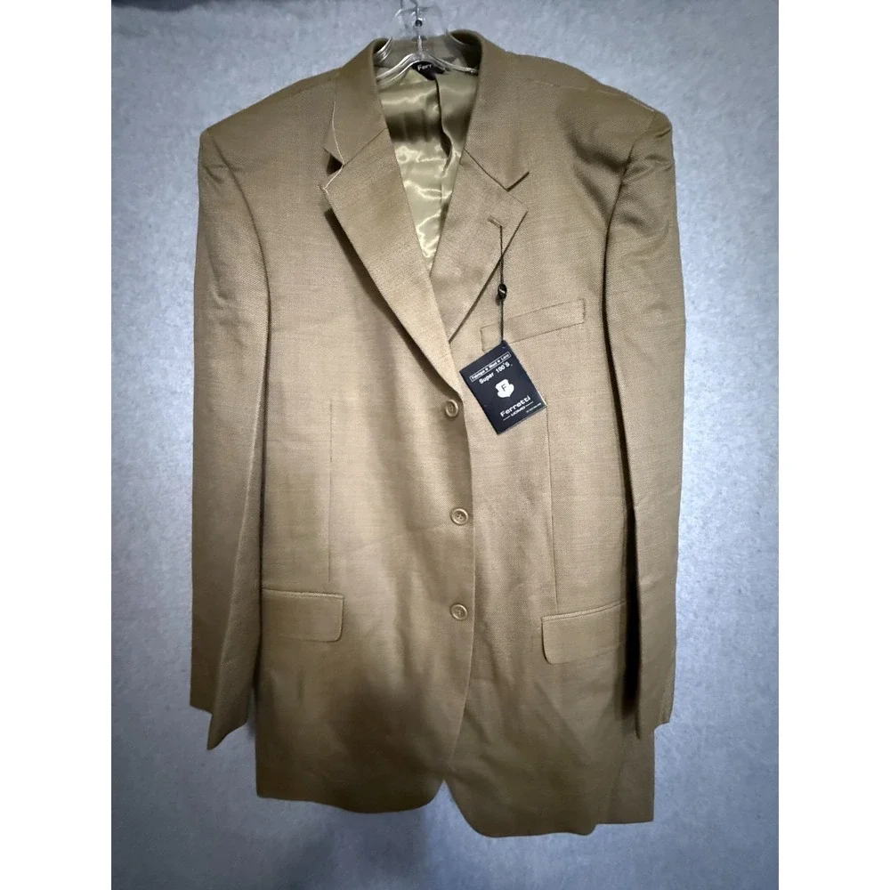 Ferretti Uomo Suit Men's 46 R Jacket 43L Pants Italian Gold Merino Wool NWT $199